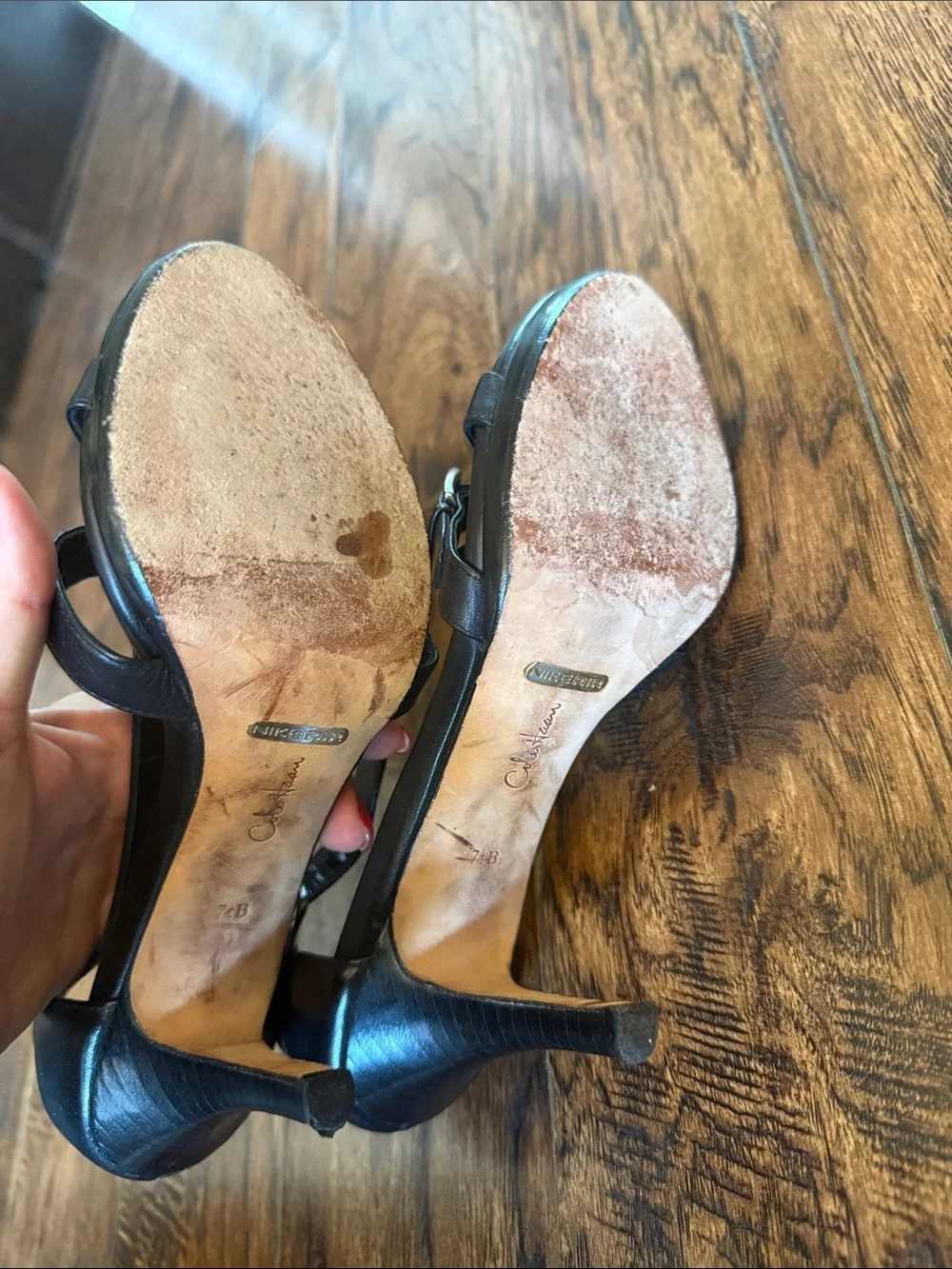 Cole Haan Black Leather Strappy Sandal Heels, size 7.5